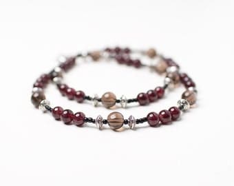 Balance/Stabilize Root Chakra (Garnet, Smokey Quartz and Silver)