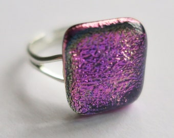 Pink Dichroic Glass Ring