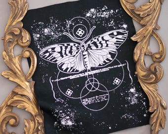 hand printed Backpatch occult moth