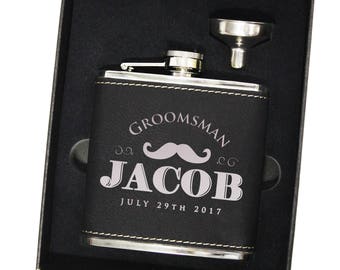 Personalized Flask Groomsmen Gift Box - Groomsmen Flask Set - Gifts for Groomsmen - Monogram Flask Gift Set - Custom Flask - Groomsman Flask