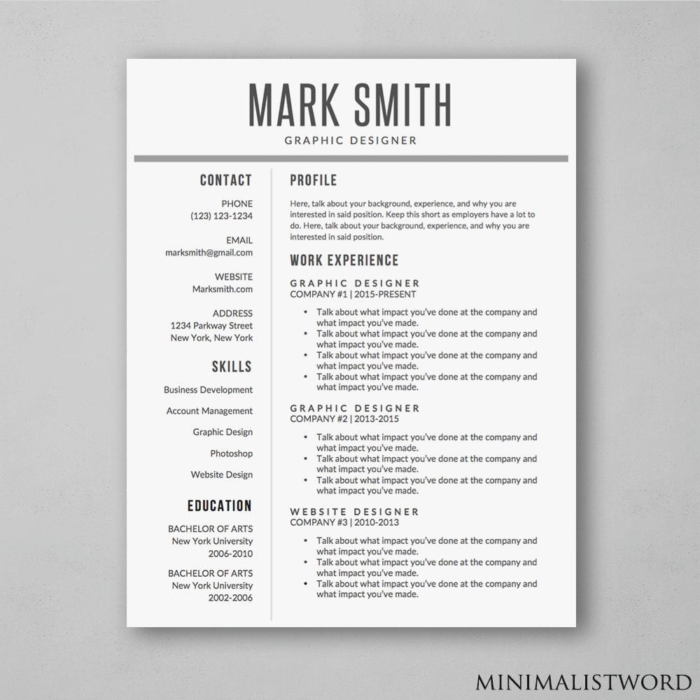 modern resume template for word - cv template - simple  u0026 professional resume layout