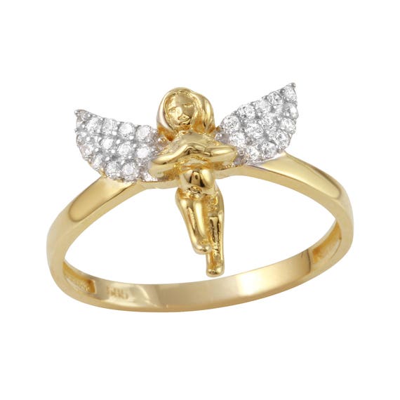 14K Gold Angel Ring Angel Ring Gold Angel Ring Womens Ring