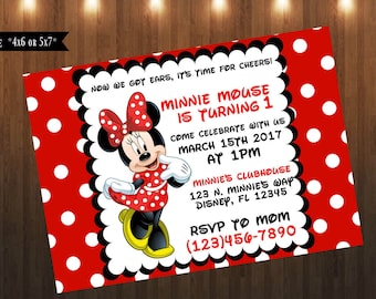 Minnie Mouse Invitation|Digital File Only|4x6 or 5x7