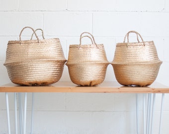 Yellow Gold Seagrass Belly Basket - Belly Baskets