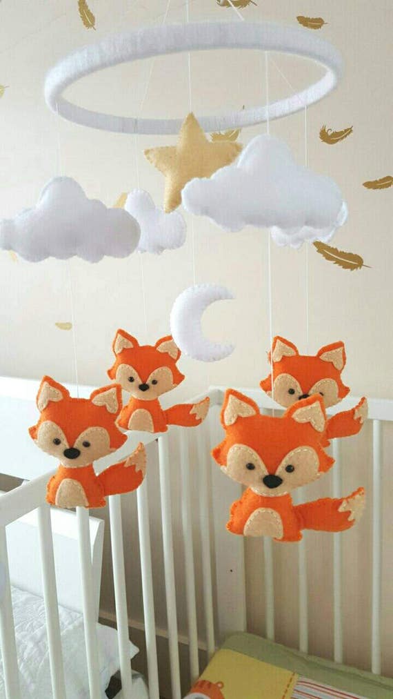 Fox mobile fox baby mobile fox nursery mobile woodland