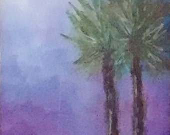 Scottsdale Palms, Original Acrylic Landscape, Framed