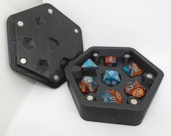 Customizable 3D Printed Slotted D&D RPG Hex Dice Box