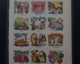 Betsy McCall, Calendar 1970, Ephemera, Collage, Scrapbooking, Vintage, 1969, McCalls Magazine