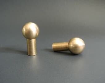 Modern Solid Brass Pull - Mid Century Ball Knob - Brass Hardware - Cabinet Pull - Drawer Pull - Handmade