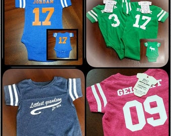 Athletic baby onesie, football onesie, custom onesie, baby shower gift, baby clothes, baby gift, birthday onesie,funny baby gift