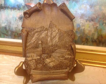 Vintage Carved Wood Resin 3D Plaque / Wall Hanging Passionsspieldorf Oberammergau