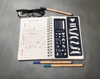 Set of two stencils Bullet Journal Stencil, Planner Stencil Script Alphabet Stencil Script Letter Stencil