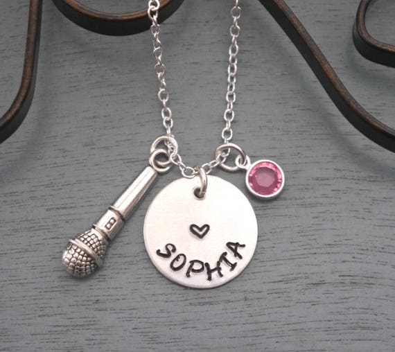 Microphone Necklace Personalized Microphone Necklace Name