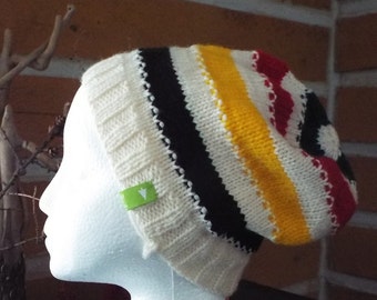 Canadian Striped Slouchy Knitted Hat