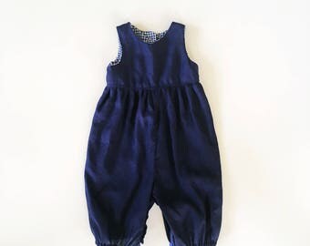 Navy linen playsuit