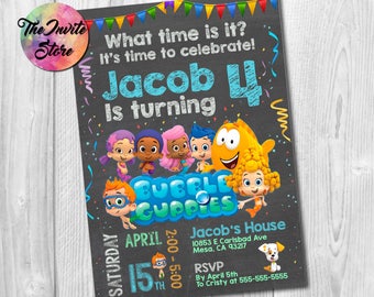 Bubble Guppies Invitation, Bubble Guppies Party, Bubble Guppies Invite, Bubble Party, Bubble Invite, Printable, Digital, AB-019