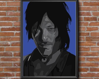 Framed Picture Daryl Dixon/The Walking Dead A4 - 21 x 30 cm Vector Illustration Art