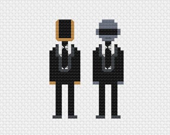Daft Punk cross stitch pattern digital download - pop culture embroidery