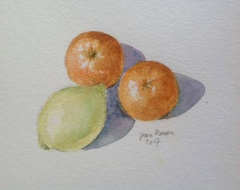 Lemon and oranges citrus Still life still life Stilleven citrusvruchten original watercolor, original watercolor painting