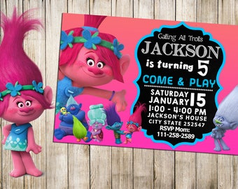 Trolls Invitation, Trolls Birthday Invitation, Trolls Party Invitation, Trolls Party Printables