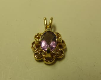 Costume Amethyst Crystal Filigree Pendant