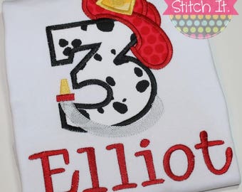 Boy's appliqued Firefighter Birthday Shirt