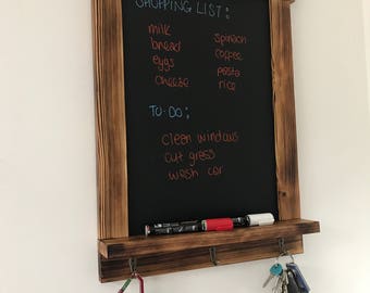 Rustic Wood Framed Chalk Board / Kitchen Organiser
