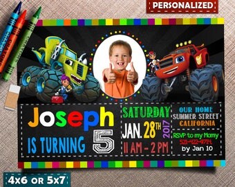 Blaze and the Monster Machines Invitation. Blaze and the Monster Machines Birthday. Blaze Party. Monster Truck Invites. Truck invitation