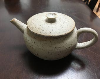 Small Handmade Speckle White Ceramic Tea Pot