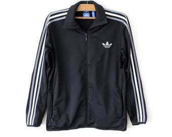 90's Adidas Jacket, Vintage Black Adidas Windbreaker, Adidas Track Jacket, Adidas Sweatshirt, Adidas Tracksuit, Adidas Activewear Size XL