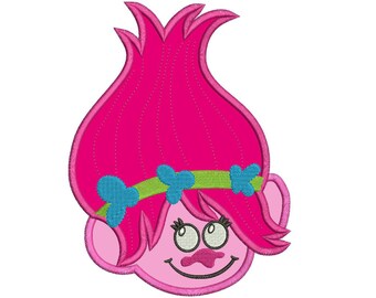 Poppy Troll Embroidery Applique Design Instant Download 3 sizes 4x4", 5x7", 6x10"