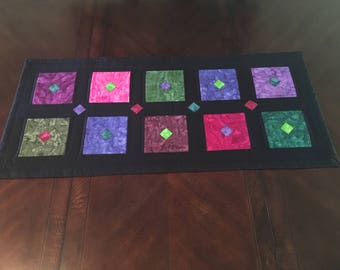 Psychedelic Splash Quilted Table Runner