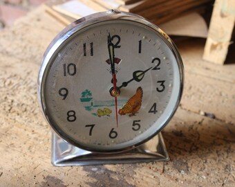 French alarm clock mechanical antique vintage from the 60's collection
