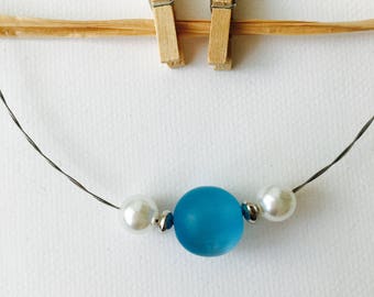 blue polaris & pearl necklace