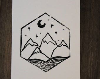 Mountain stamp | Etsy