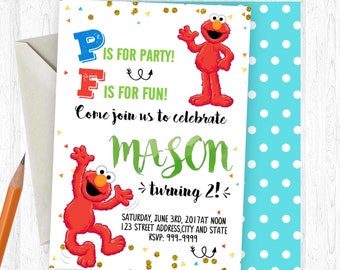 Elmo Birthday Invitation, Elmo Invitation, Elmo, Sesame Street, birthday invite, Birthday Party, Printable Invitation