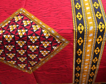 Red and yellow african fabric / Broken plate fabric / African fabric by the yard / African fabric wholesale / African fabrics sale