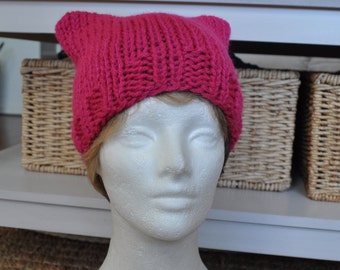 Pink Pussyhat for the Women's March on Washington - Knit Pussy hat - Kitty Hat - Mother's Day Gift