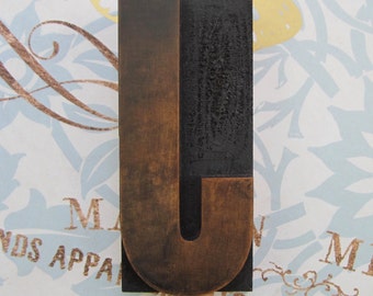 Letter J Antique Letterpress Wood Type Printers Block