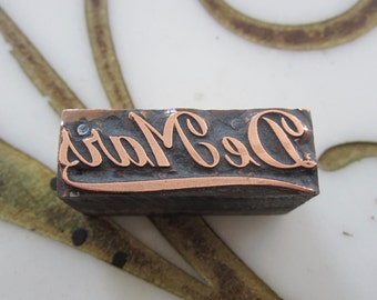 DeMars Logotype Vintage Letterpress Printing Block