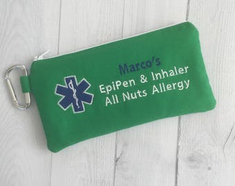 Medical Alert Pouch, Personalized Insulated EpiPen Case, Inhaler Case, Epinephrine, Auto Injector Bag, First Aid Kit, Emergency Medication