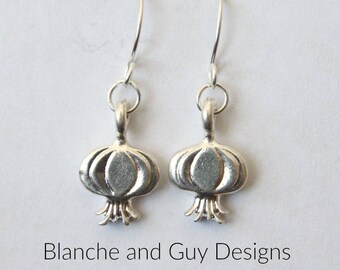 Shiny Pomegranate Earrings on Sterling Silver