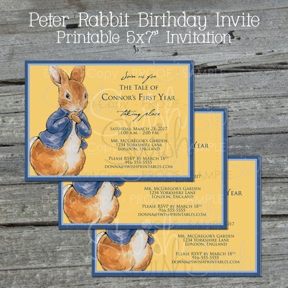 Peter Rabbit Birthday Invite | Spring Bunny Invitation | First Birthday ...