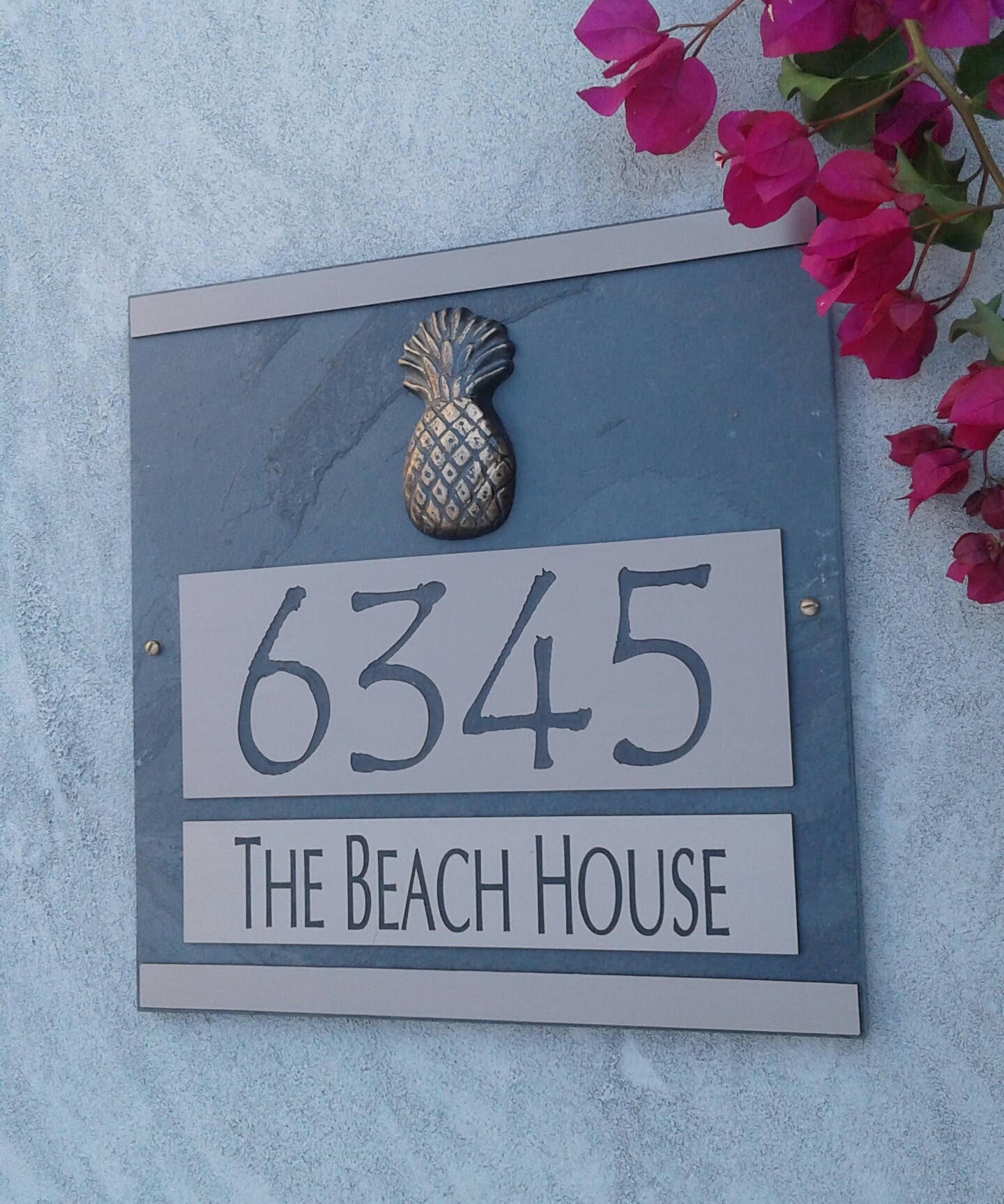 Tropical Pineapple Home Address Plaque Coastal House Numbers