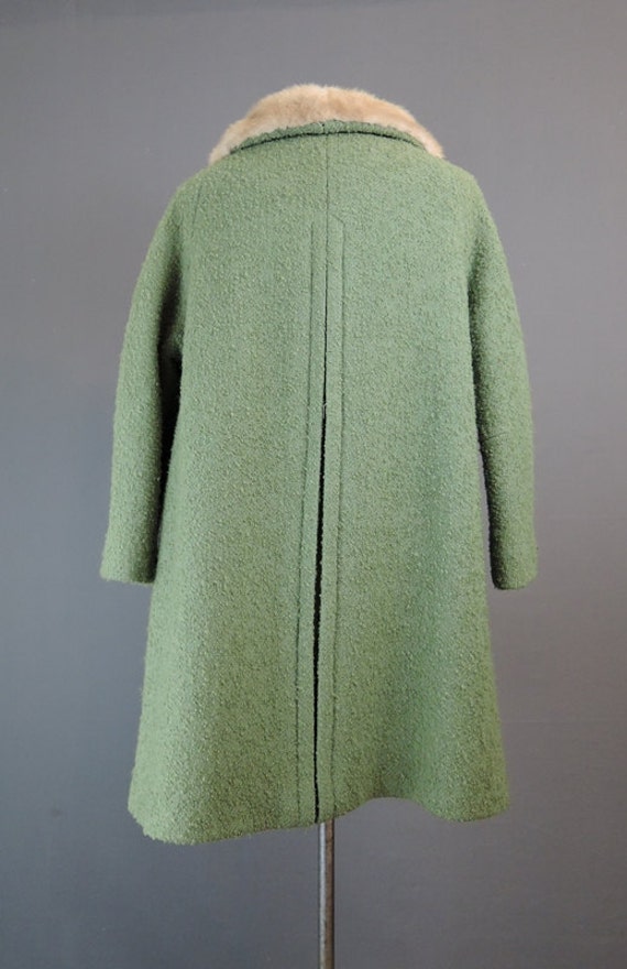 1960s Green Coat with Fur Collar fits 38 inch bust Vintage