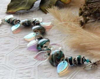 Sale.....One of a Kind Sterling Silver, Lampwork Glass, Czech Glass and Swarovski Crystal Bracelet