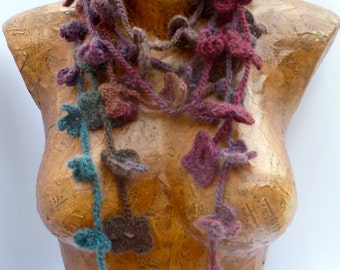 Variegated IX crochet lariat extra long fiber art scarf, bohemian, Coachella, romantic, boa, statement, fashion accessory