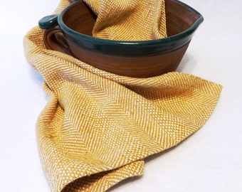 Handwoven Cotton/Linen Towel for Kitchen & Bath - Handtowel, Kitchen Towel, Handwoven Towel, Tea Towel, Breadcloth, Gold Towel (#16-28)
