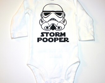 Long Sleeve Baby Bodysuit - Storm Pooper - The Dark Side - One Piece Baby Creeper