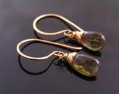 Andalusite Earrings, Large Natural Andalusite and solid Bronze Earrings, Wire Wrapped Earrings, Gem Earrings, Andalusite Jewelry, E2340